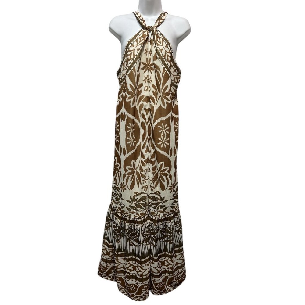 Anthropologie Vineet Bahl Printed Halter Dress Maxi Boho Size Large Halter Neck - Picture 7 of 14
